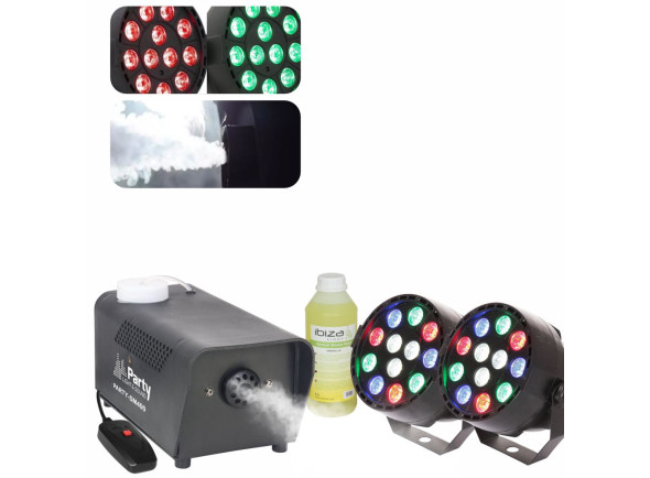 Egitana 2x Projetor PAR 12 LEDs Máquina de Fumo 400W e Líquido Fumo Egitana 2x Projetor PAR 12 LEDs Máquina de Fumo 400W e Líquido Fumo
